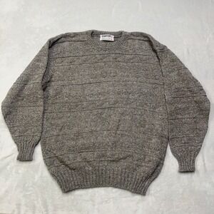 Vintage 80s 90s Countdown Sweater Mens L Brown Marled Textured Knit Crewneck